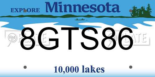8GTS86 Minnesota License Plate