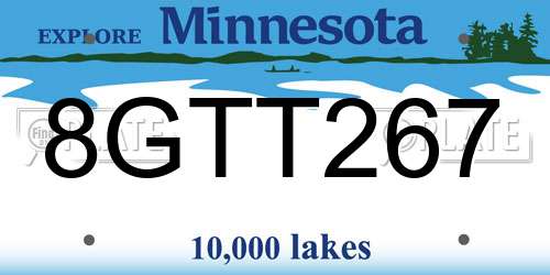 8GTT267 Minnesota License Plate