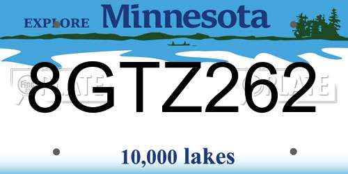 8GTZ262 Minnesota License Plate