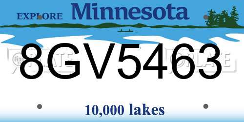 8GV5463 Minnesota License Plate
