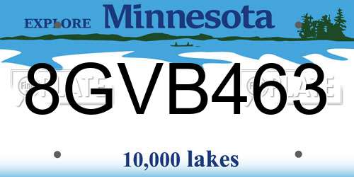 8GVB463 Minnesota License Plate