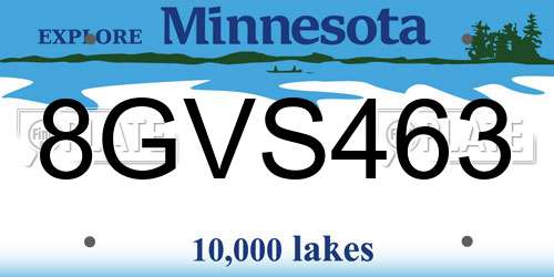 8GVS463 Minnesota License Plate