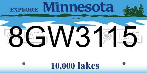 8GW3115 Minnesota License Plate