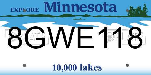 8GWE118 Minnesota License Plate
