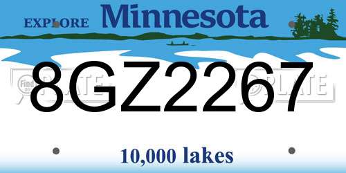 8GZ2267 Minnesota License Plate