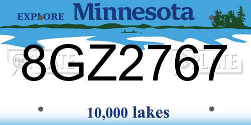 8GZ2767 Minnesota License Plate