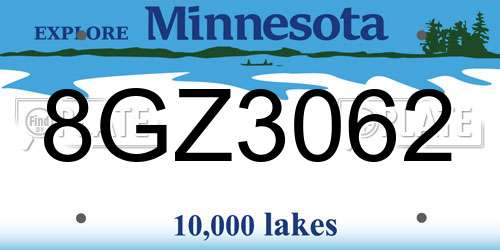 8GZ3062 Minnesota License Plate