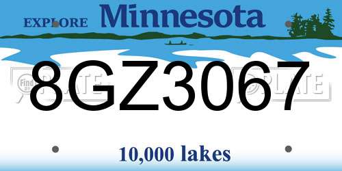 8GZ3067 Minnesota License Plate