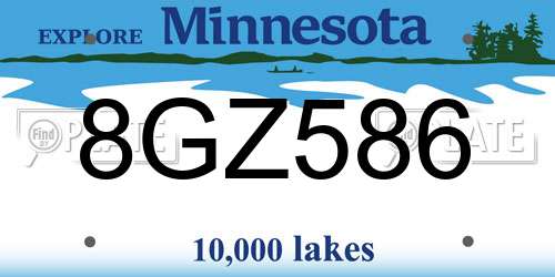 8GZ586 Minnesota License Plate