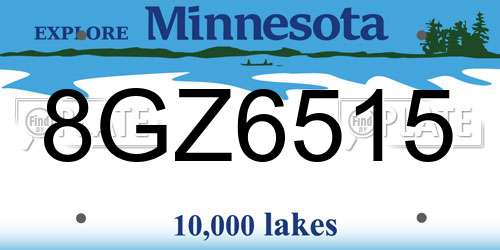8GZ6515 Minnesota License Plate