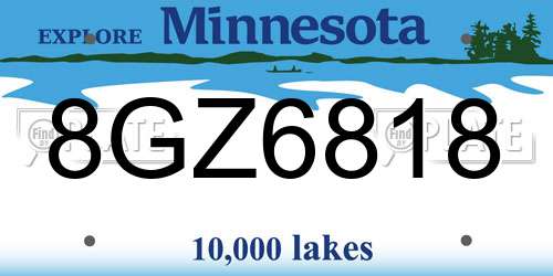 8GZ6818 Minnesota License Plate