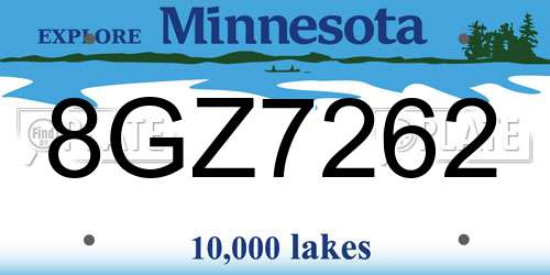 8GZ7262 Minnesota License Plate