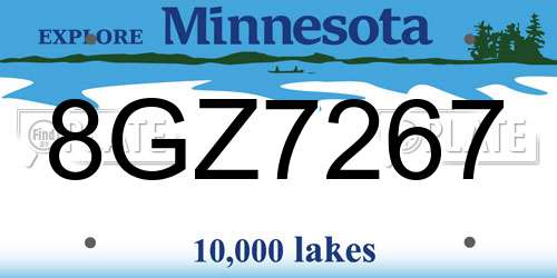 8GZ7267 Minnesota License Plate