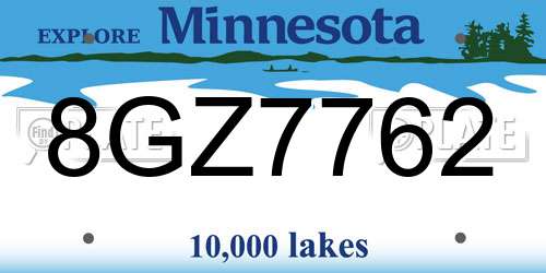 8GZ7762 Minnesota License Plate