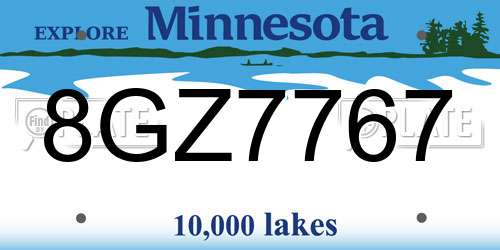 8GZ7767 Minnesota License Plate