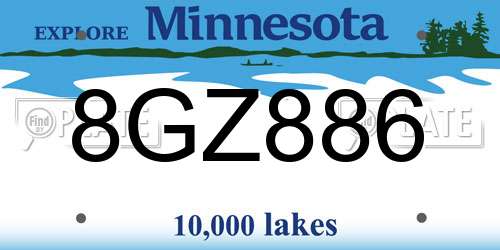8GZ886 Minnesota License Plate