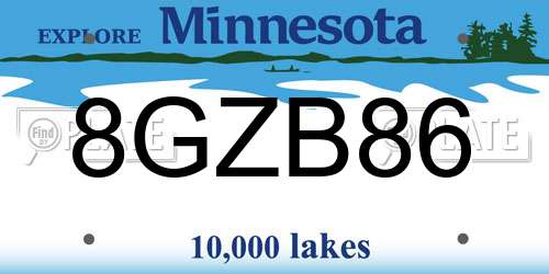 8GZB86 Minnesota License Plate