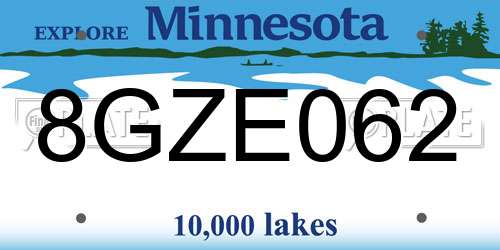 8GZE062 Minnesota License Plate