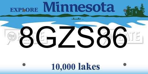 8GZS86 Minnesota License Plate