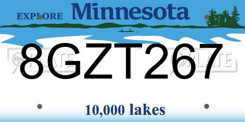 8GZT267 Minnesota License Plate