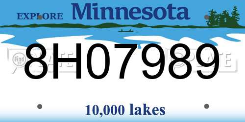 8H07989 Minnesota License Plate