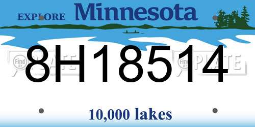 8H18514 Minnesota License Plate
