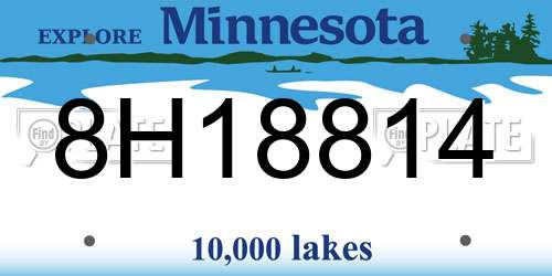 8H18814 Minnesota License Plate