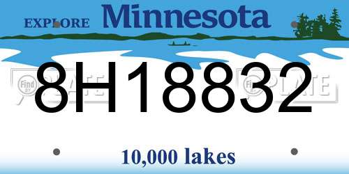 8H18832 Minnesota License Plate