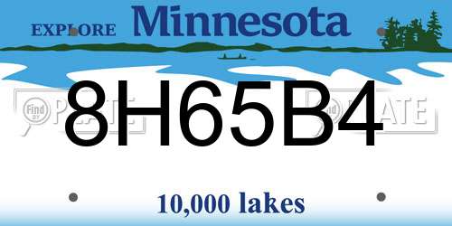 8H65B4 Minnesota License Plate