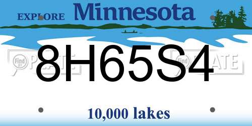 8H65S4 Minnesota License Plate