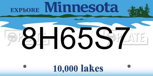 8H65S7 Minnesota License Plate