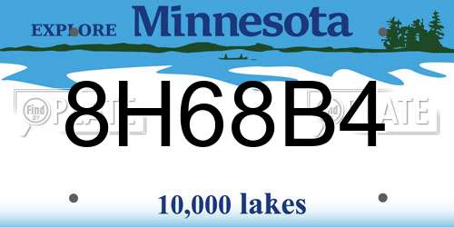 8H68B4 Minnesota License Plate