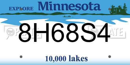 8H68S4 Minnesota License Plate