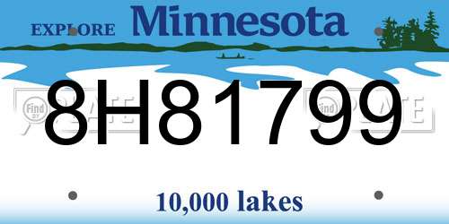 8H81799 Minnesota License Plate