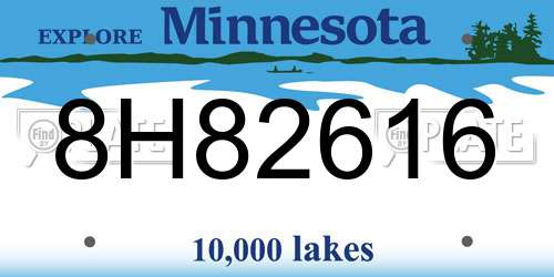 8H82616 Minnesota License Plate