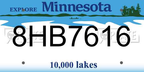 8HB7616 Minnesota License Plate