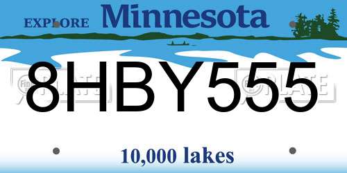 8HBY555 Minnesota License Plate
