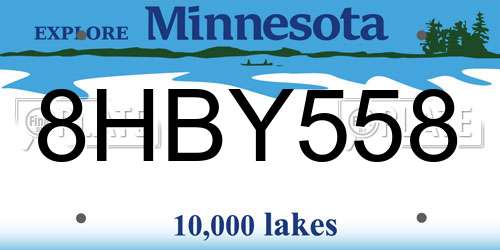 8HBY558 Minnesota License Plate