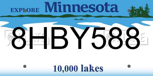 8HBY588 Minnesota License Plate