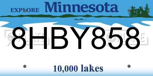 8HBY858 Minnesota License Plate
