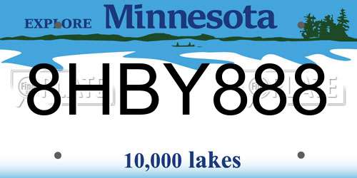 8HBY888 Minnesota License Plate