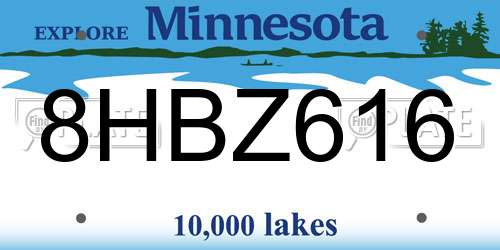 8HBZ616 Minnesota License Plate