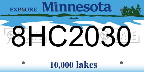 8HC2030 Minnesota License Plate