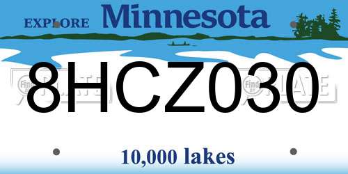8HCZ030 Minnesota License Plate