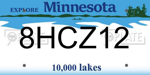 8HCZ12 Minnesota License Plate