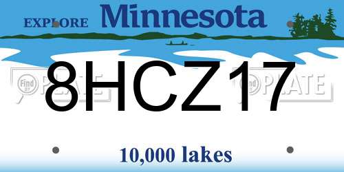 8HCZ17 Minnesota License Plate