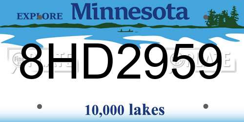 8HD2959 Minnesota License Plate