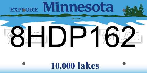 8HDP162 Minnesota License Plate