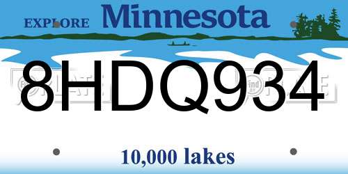 8HDQ934 Minnesota License Plate