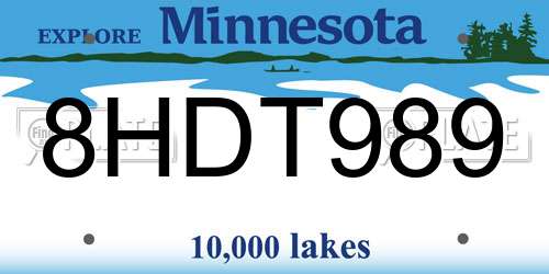 8HDT989 Minnesota License Plate